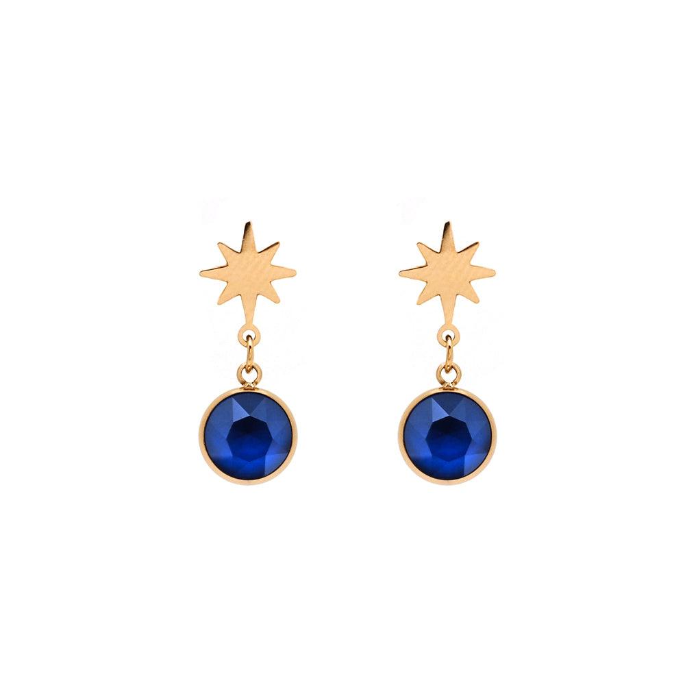 Earrings, BOHM PARIS|Boucles Étoile avec Cristal royal blue