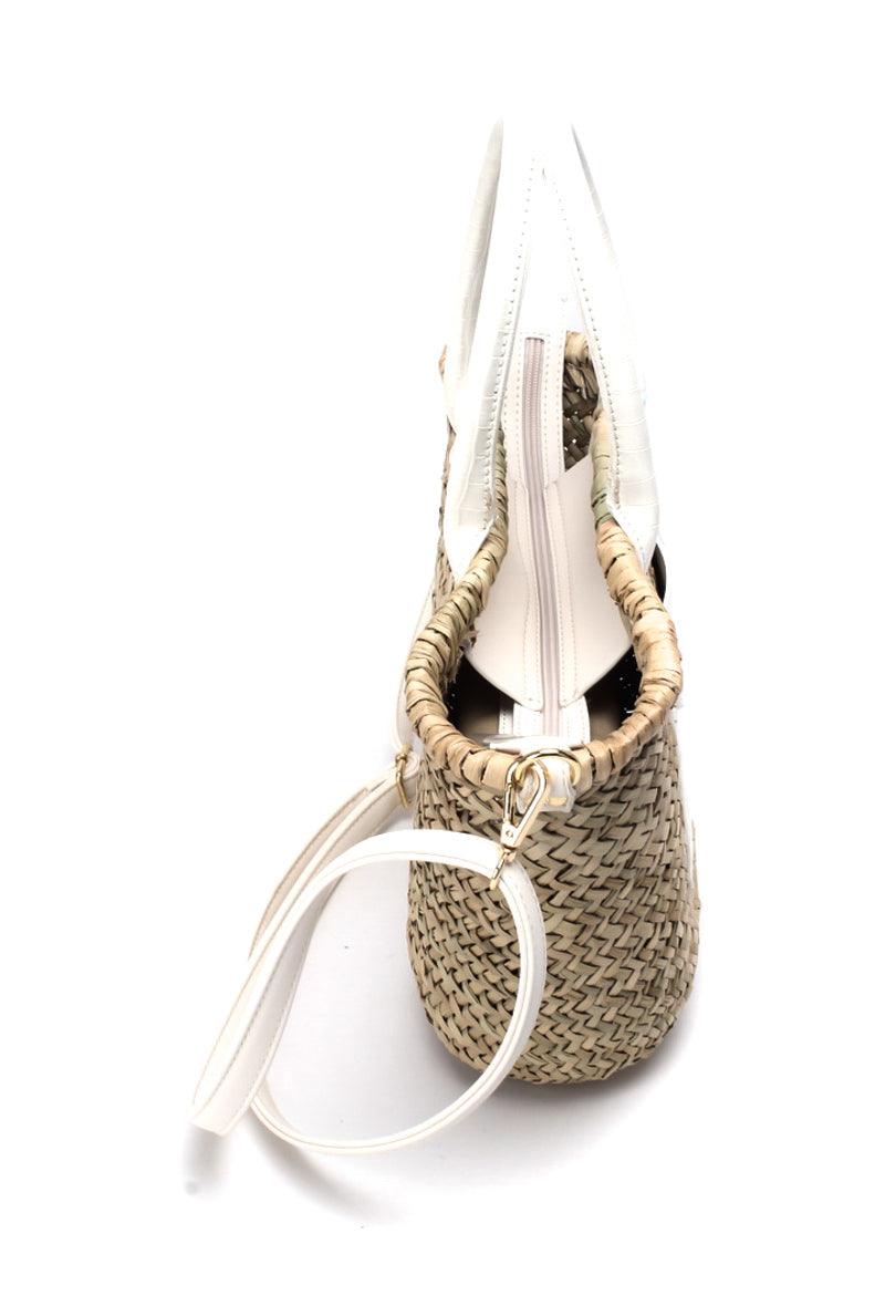 Laukku, BESTINI Paris|Summer Straw Bag with White Details