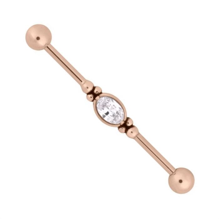 Industrial, Steel Roseline® Jewelled Barbell with Cubic Zirconia