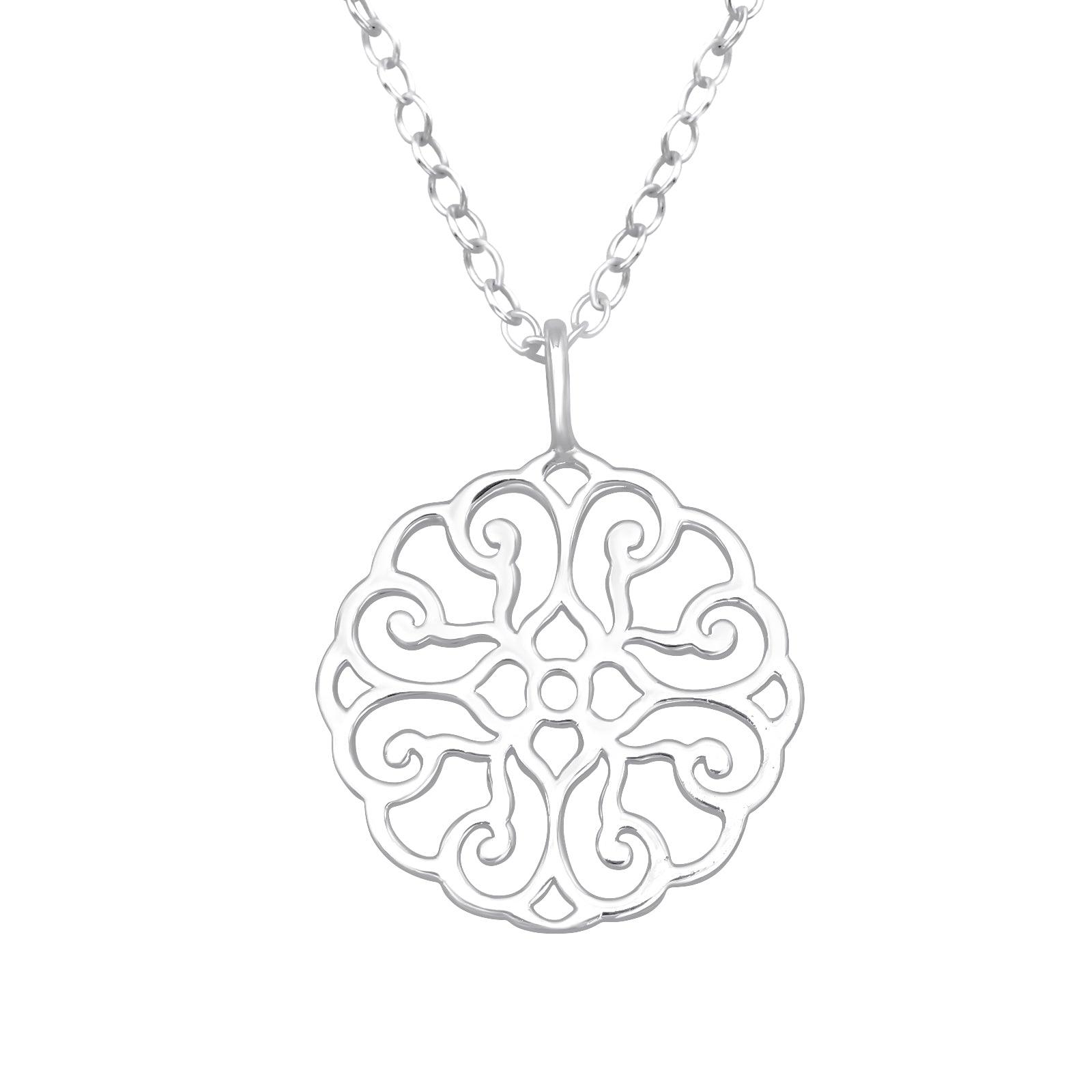 Hopeinen kaulakoru, Elegant Lace -pitsikuvioinen kaulakoru