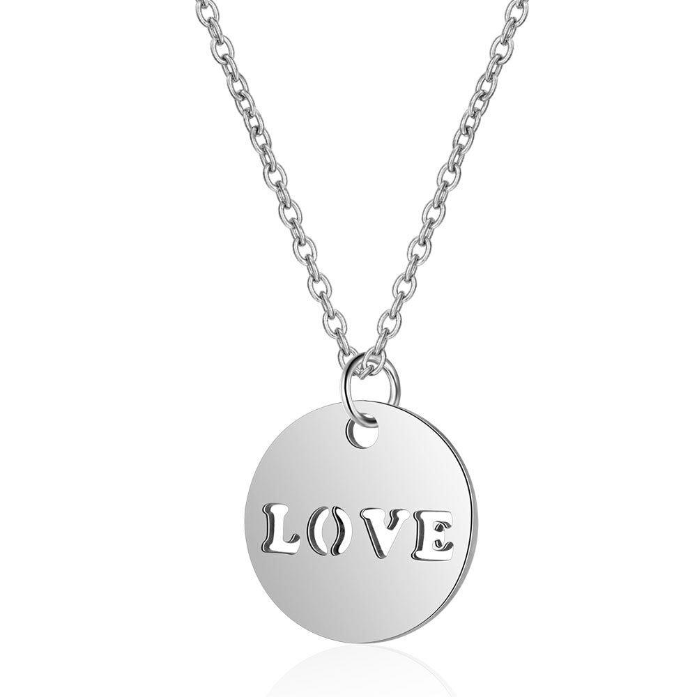 Surgical steel necklace, Simple Love Necklace in Two Colors