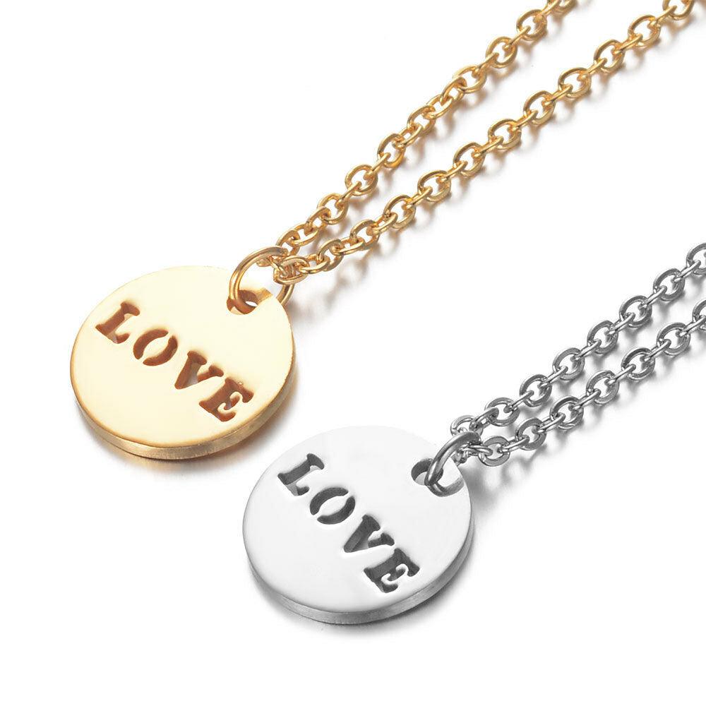 Surgical steel necklace, Simple Love Necklace in Two Colors
