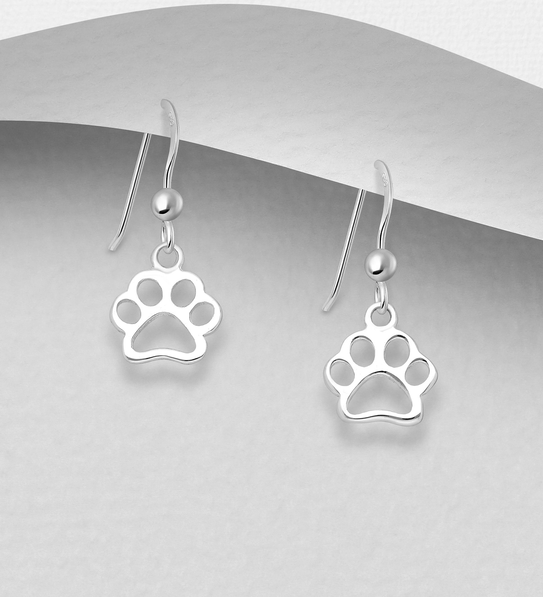 Hopeiset korvakorut, Paw Print -tassunjälki