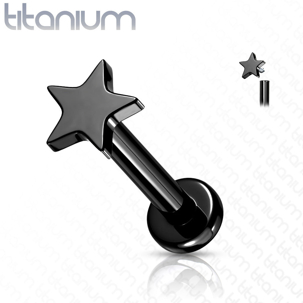 Cartilage jewelry/tragus jewelry, Implant Grade Titanium Mini Black Star