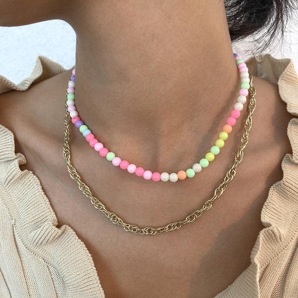 Kerroskaulakoru, FRENCH RIVIERA|Trendy Colourful Necklace with Chain