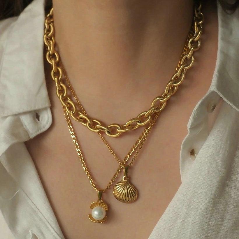 Kirurginteräsketju, FRENCH RIVIERA|Decorated Oval Chain in Gold