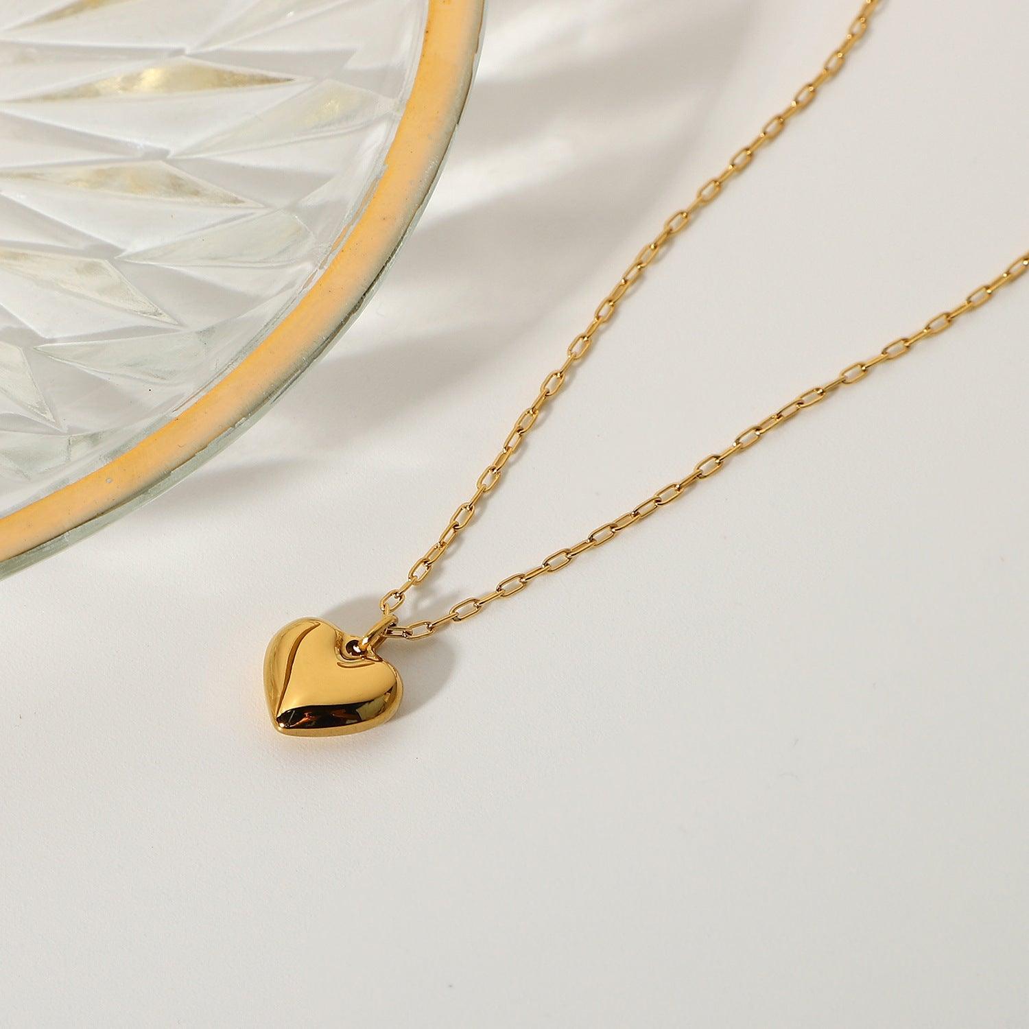 Surgical steel necklace, Gold Heart
