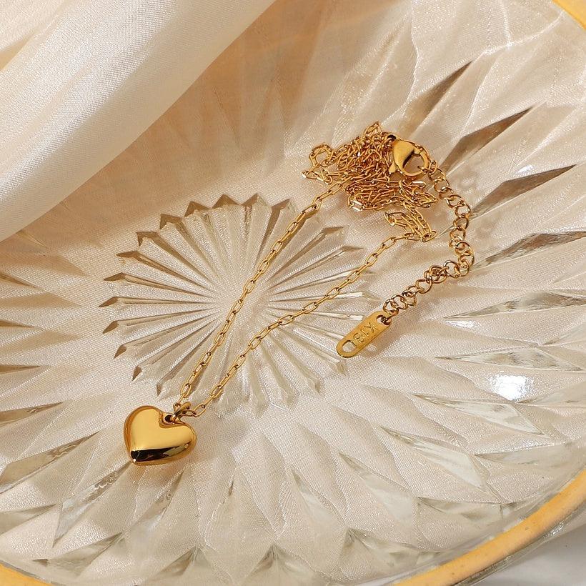 Surgical steel necklace, Gold Heart