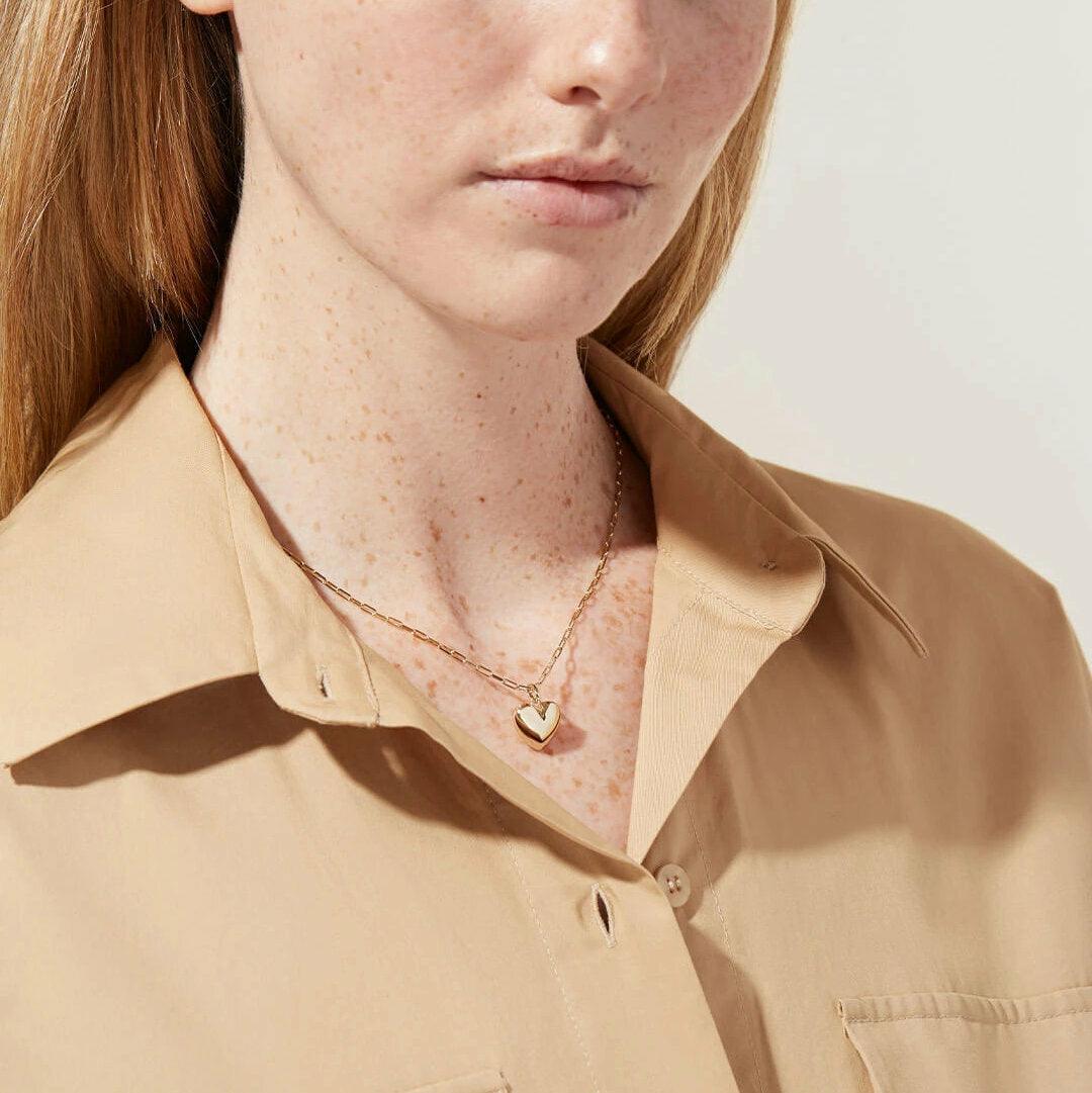 Surgical steel necklace, Gold Heart