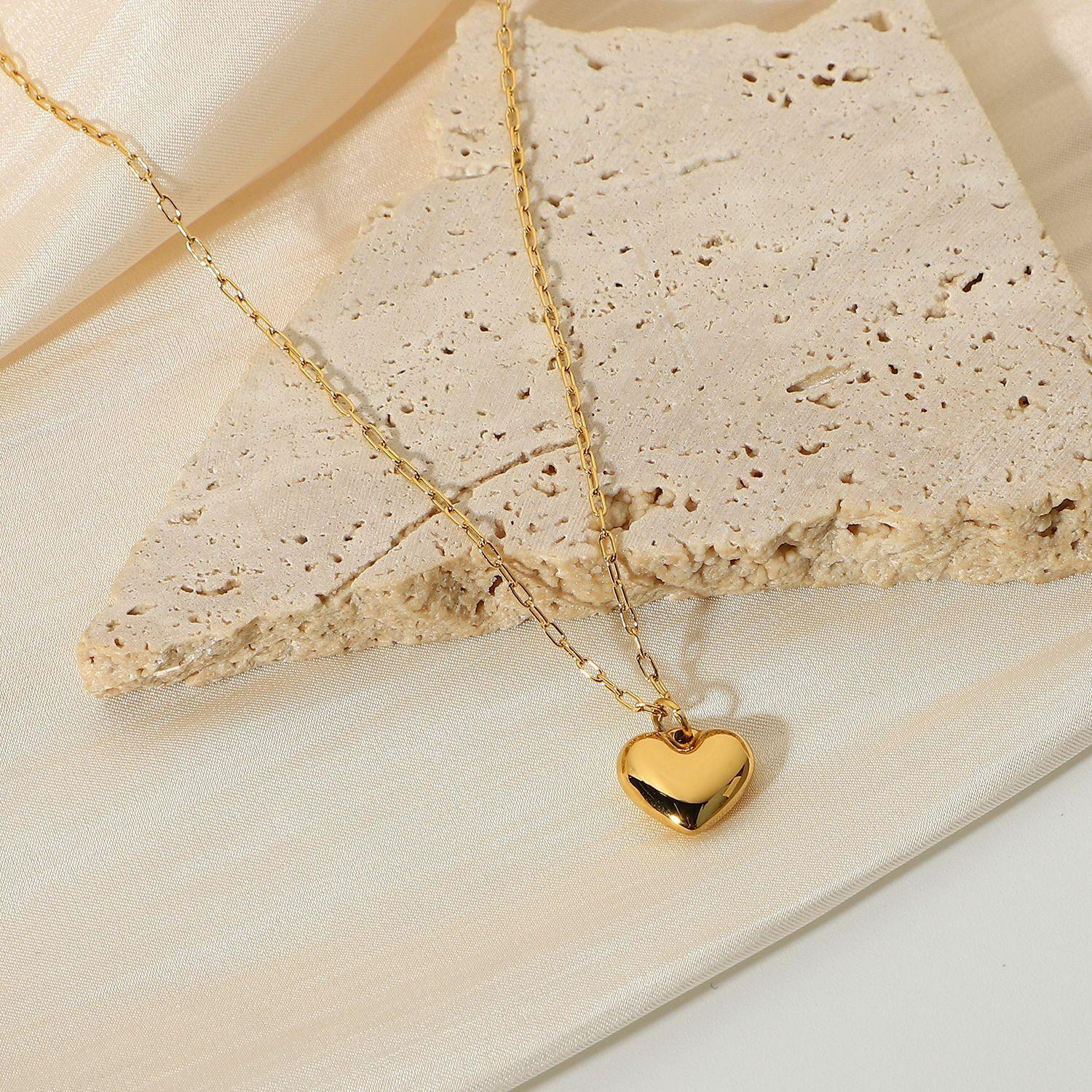 Surgical steel necklace, Gold Heart