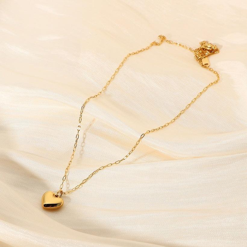 Surgical steel necklace, Gold Heart