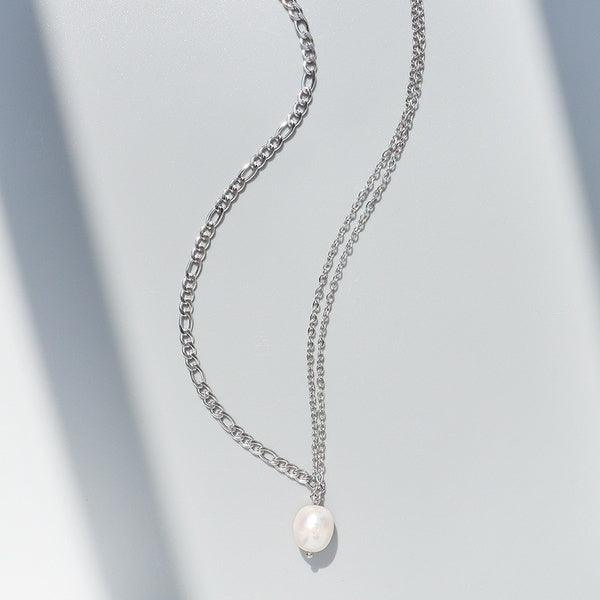 Kirurginteräskaulakoru, FRENCH RIVIERA|Double Chain Necklace in Silver