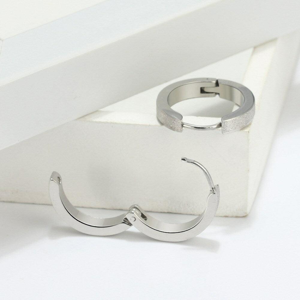 Kirurginteräsrenkaat, Large Diamond Cut Steel Hoop Earrings