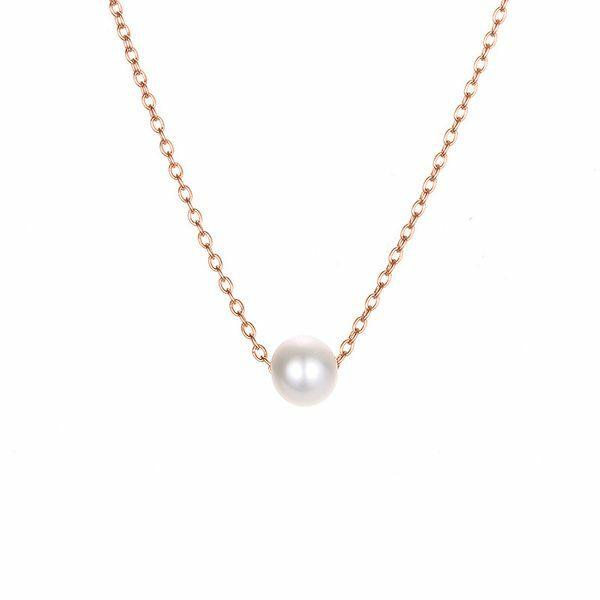 Kirurginteräskaulakoru, FRENCH RIVIERA|Mini Pearl Necklace in Rosegold