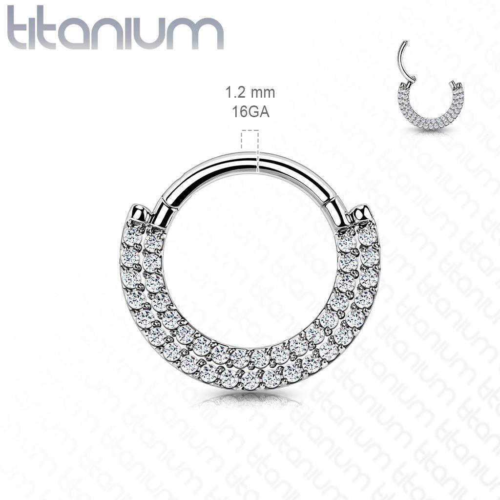 Piercing Ring, Implant Grade Titanium CZ Paved Front Hoop