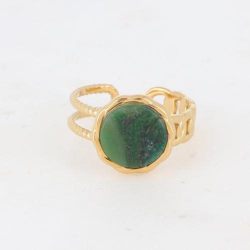 Sormus, BOHM PARIS|Bague Luce -dorée avec jaspe vert