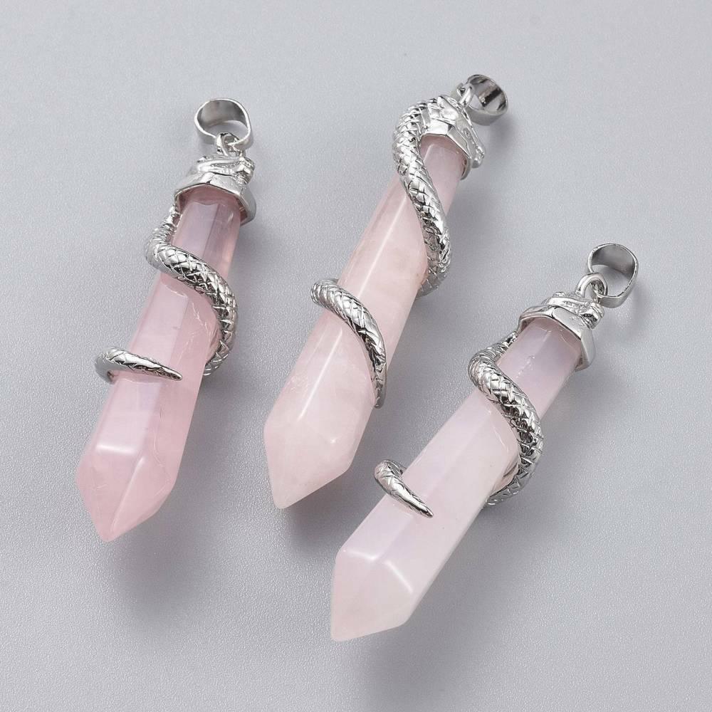 Luonnonkiviriipus, NATURE COLLECTION|Snake Rose Quartz Pendant