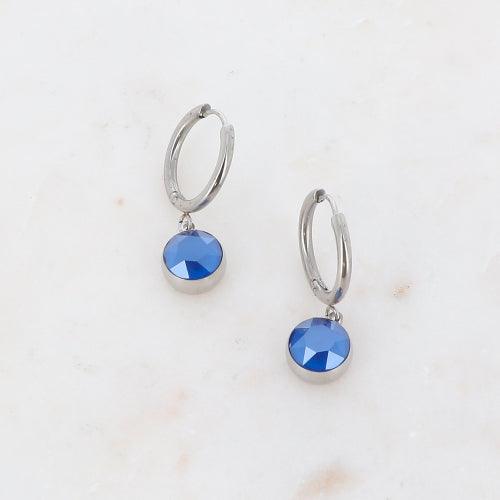 Korvakorut, BOHM PARIS|Boucles Silas avec crystal royal blue -rhodium