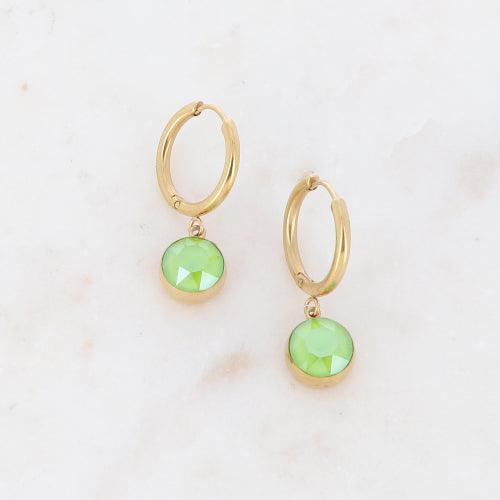Korvakorut, BOHM PARIS|Boucles Silas avec crystal lime -dore