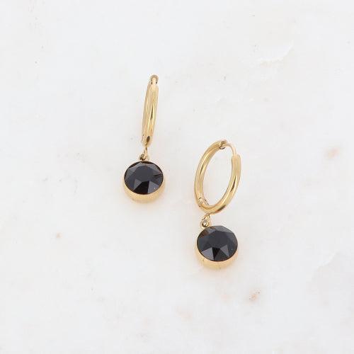 Korvakorut, BOHM PARIS|Boucles Silas avec crystal noire -dore