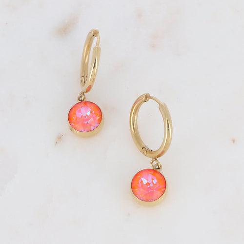 Korvakorut, BOHM PARIS|Boucles Silas avec crystal Orange DeLite  -dore