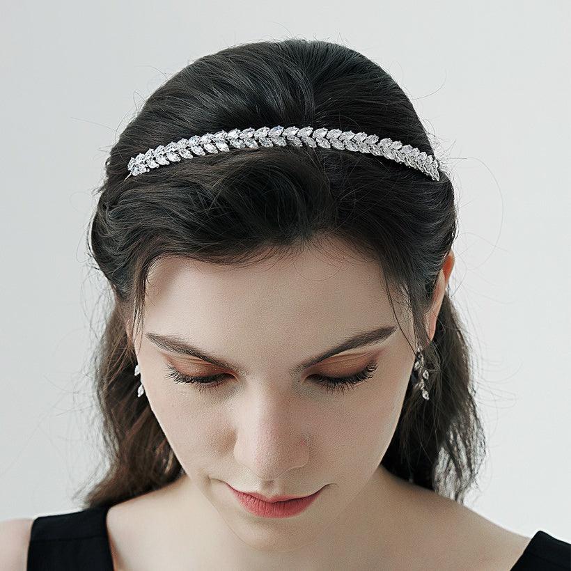 Party headband, ROMANCE|Gianna leaf vine headband with Cubic Zirconia
