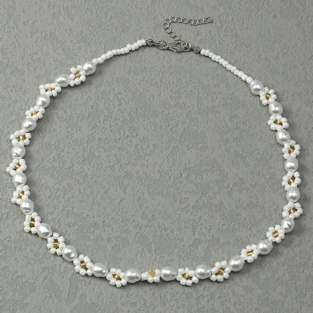 Necklace, FRENCH RIVIERA|Selena pearly flower necklace