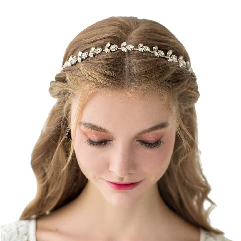 Hair ornament|ROMANCE, Juliette -gold-colored hair garland with crystals