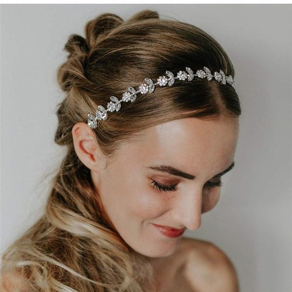 Hair ornament|ROMANCE, Juliette -silver-colored hair garland with crystals
