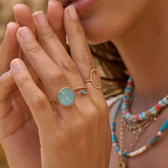 Sormus, BOHM PARIS|Bague Maxine -labradoriitti/kulta