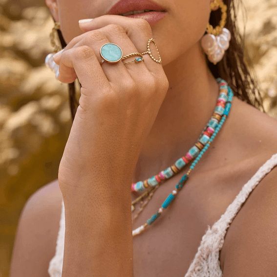 Sormus, BOHM PARIS|Bague Maxine -maisema jaspis/kulta