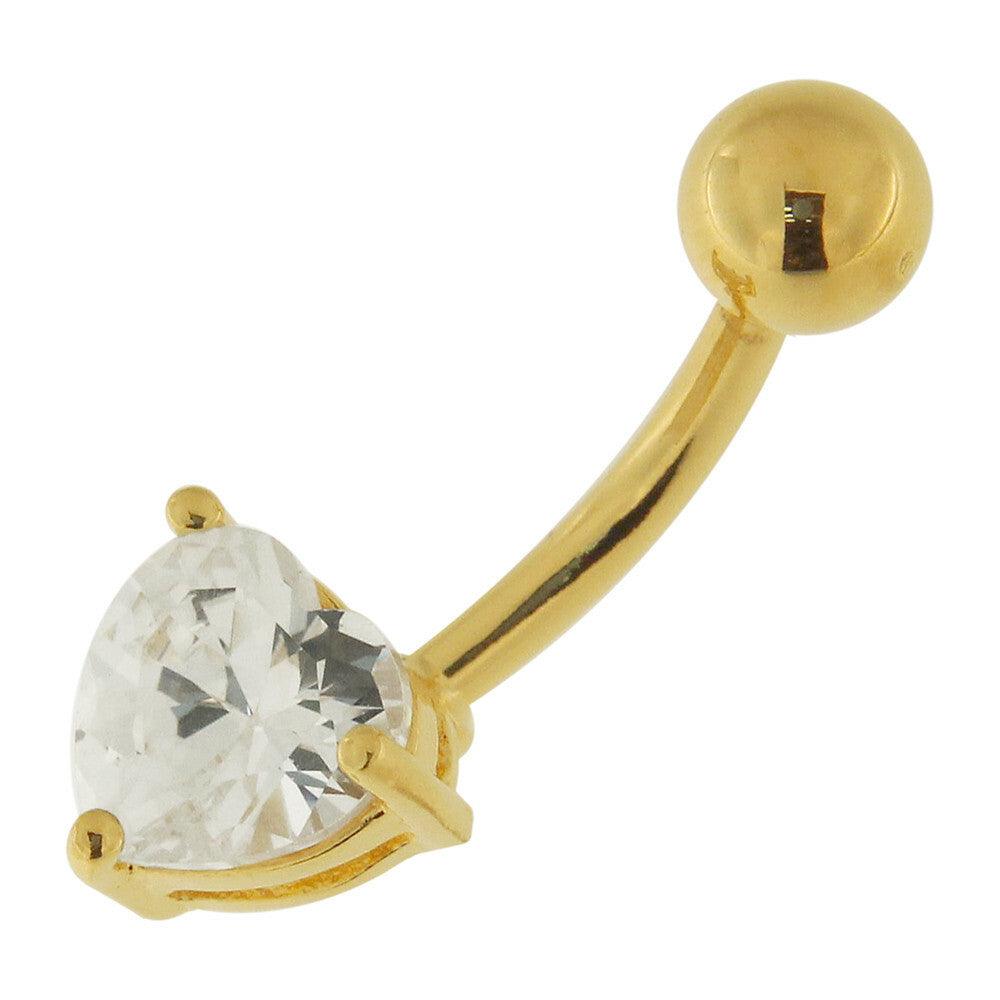 Kirurginteräksinen napakoru, Mini Cubic Zirconia sydän