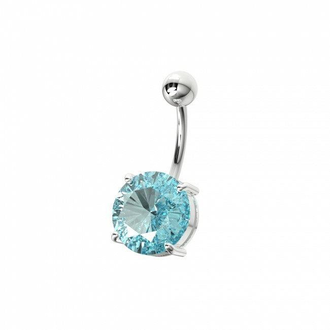 Titanium Belly Button Ring|Deluxe Cubic Zirconia (turquoise)