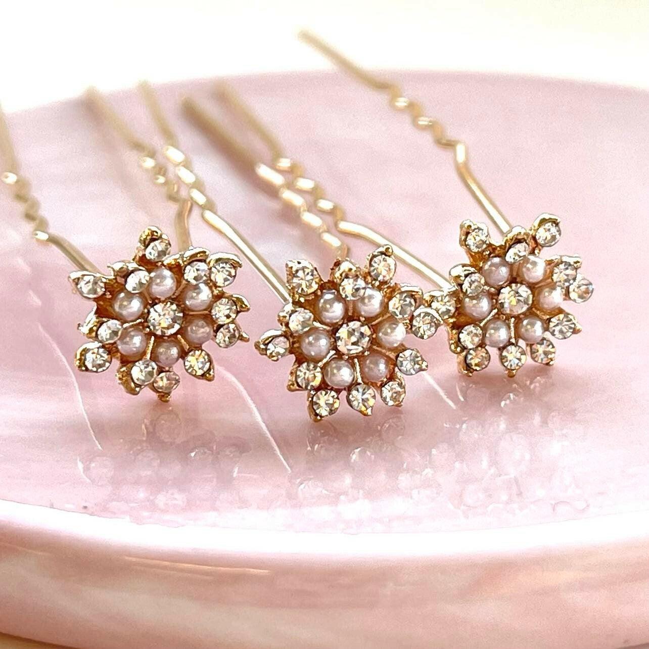 Hair Jewelry Set, ROMANCE|Sarah -Gold Tone Bun Decoration Kit