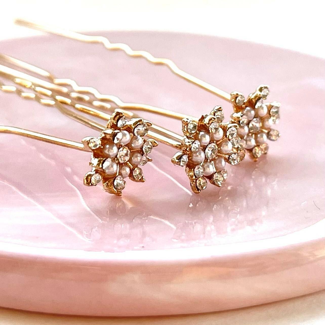 Hair Jewelry Set, ROMANCE|Sarah -Gold Tone Bun Decoration Kit