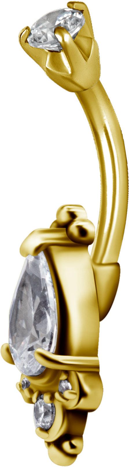 PREMIUM COLLECTION | Bohemian teardrop belly button ring (gold)