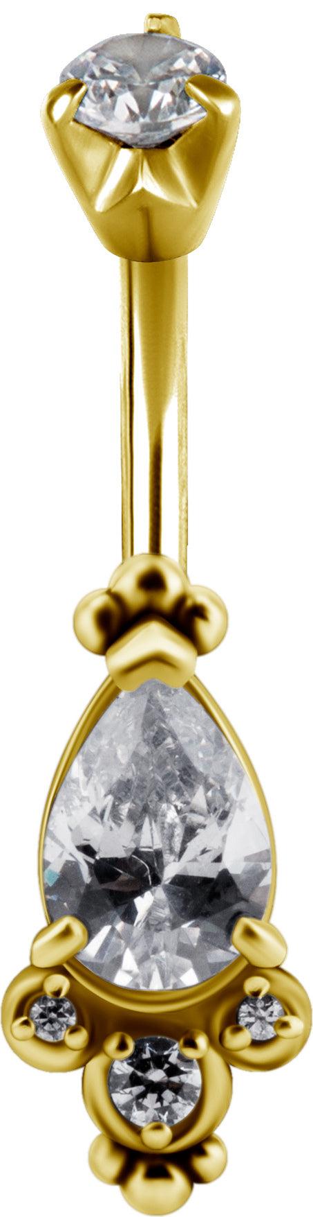 PREMIUM COLLECTION | Bohemian teardrop belly button ring (gold)
