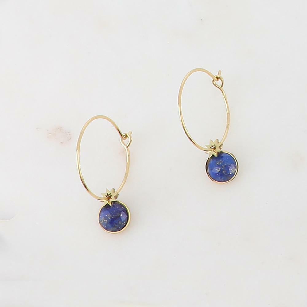 IKITA PARIS|Isolie -rengaskorvakorut (lapis lazuli)