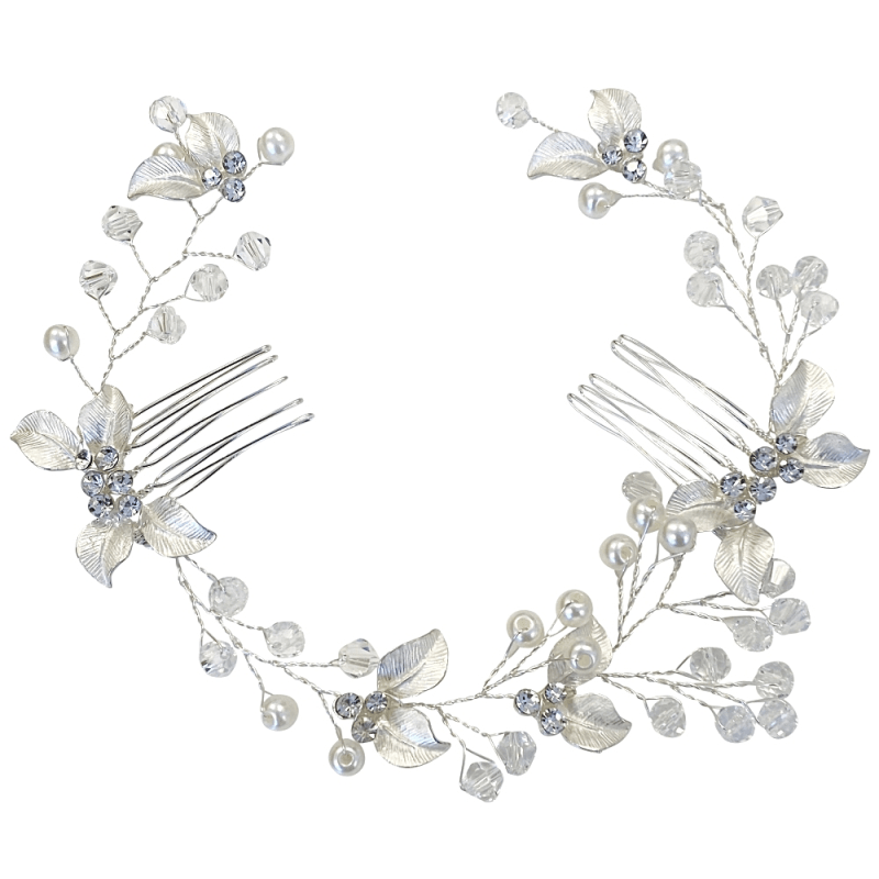 Hair ornament, ATHENA BRIDAL|Victoria Vine silver pearl hair ornament