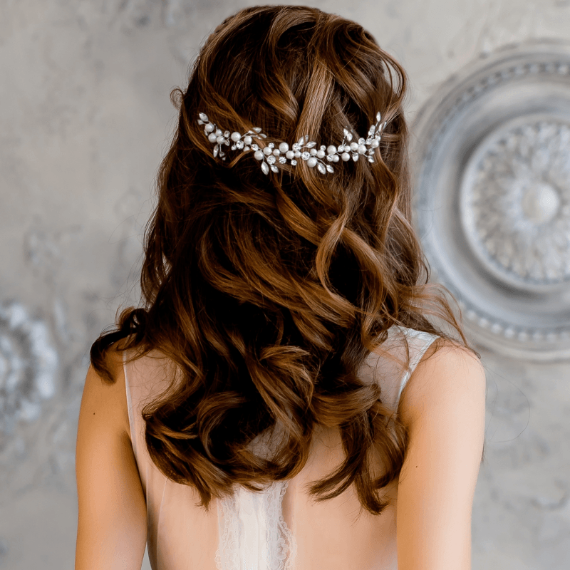 Hair ornament, ATHENA BRIDAL | Ruby Pearl Vine silver pearl hair ornament