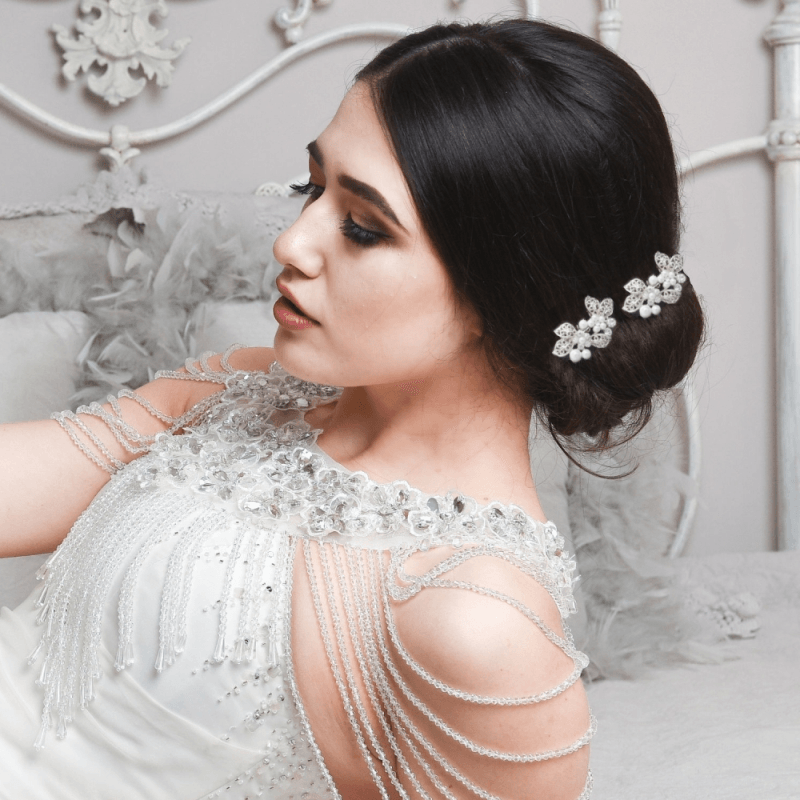Hair ornament, ATHENA BRIDAL|Mini Silver Comb -silver pearl hair ornament