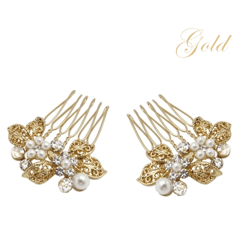 Hair ornament, ATHENA BRIDAL|Mini Gold Comb pearl hair ornament