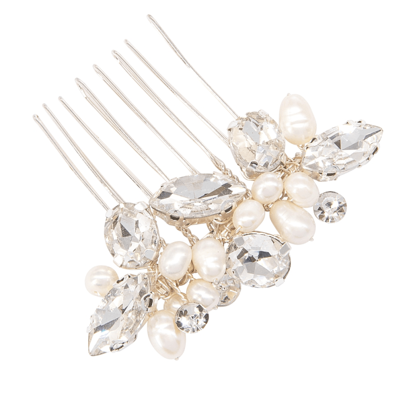 Hair ornament, ATHENA BRIDAL|Petite Pearl Comb -silver pearl hair comb