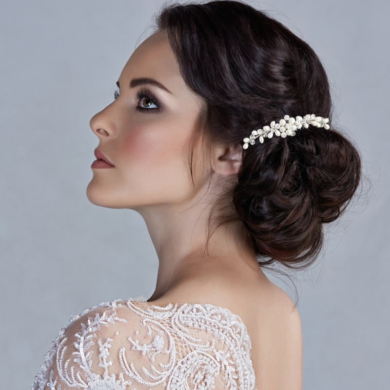 Hair ornament, ATHENA BRIDAL|Forever Pearl Comb -silver pearl hair comb