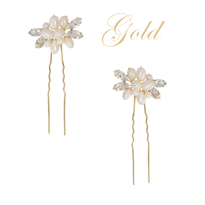 Hair ornament, ATHENA BRIDAL|Divine Gold Pin pearl hair ornament
