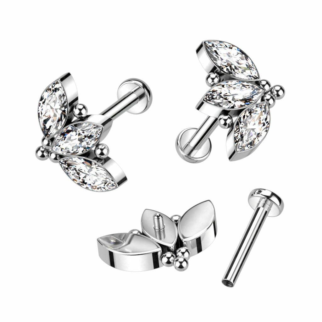 Rustokoru/traguskoru, Titanium 3 Marquise CZ -kivellinen titaanilabret