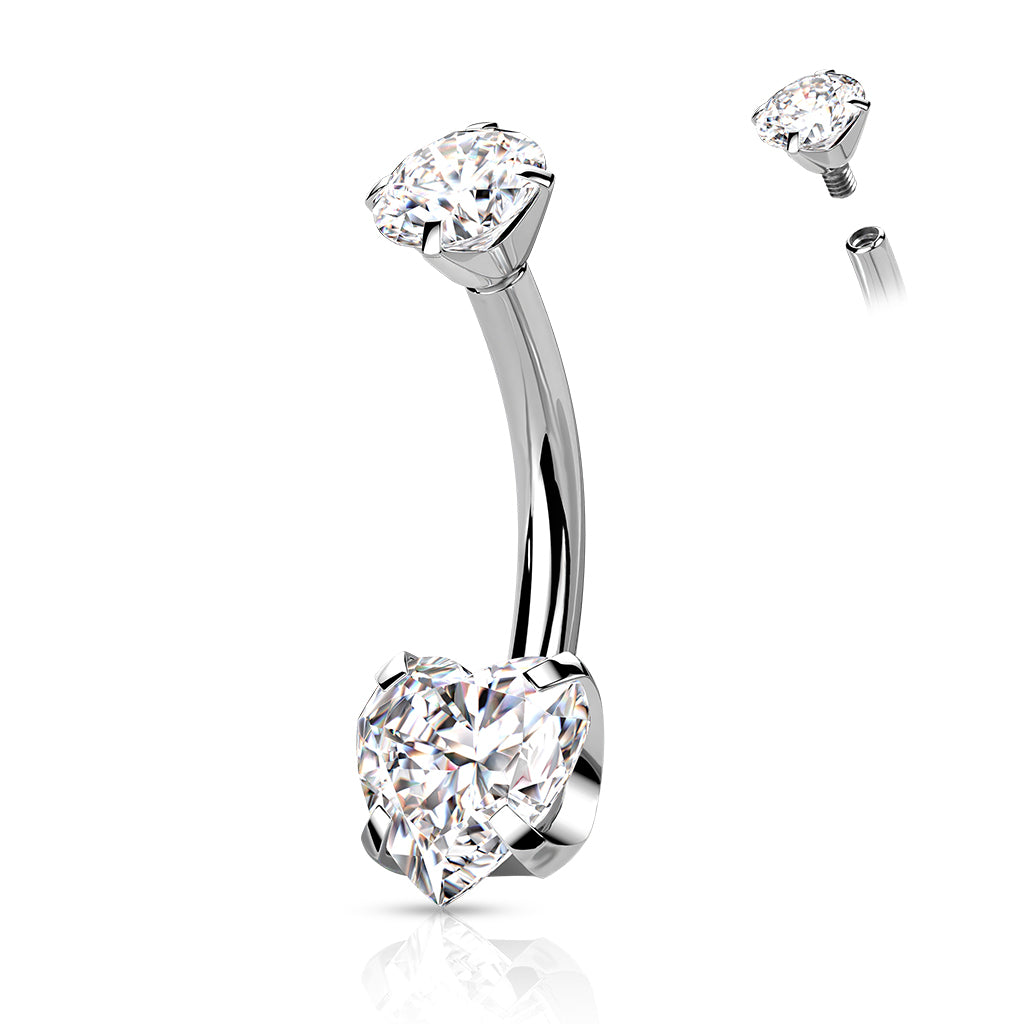Napakoru, Titanium Prong Set Heart CZ -kirkas sydännapakoru