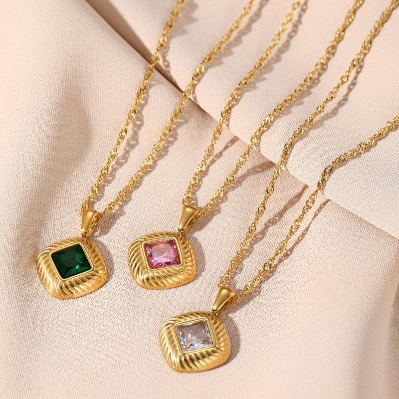 FRENCH RIVIERA|Norah Necklace -vihreä kirurginteräskaulakoru