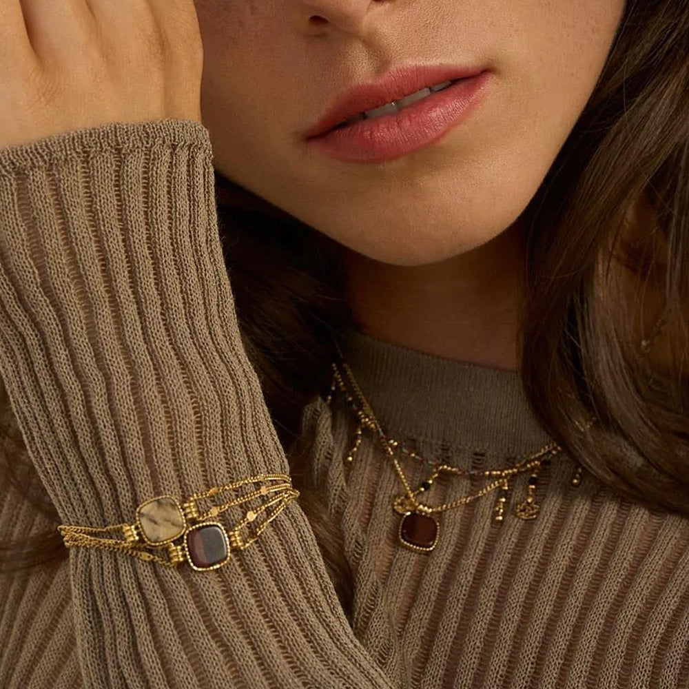 Necklace, BOHM PARIS|Collier Chloefina - tiger's eye necklace