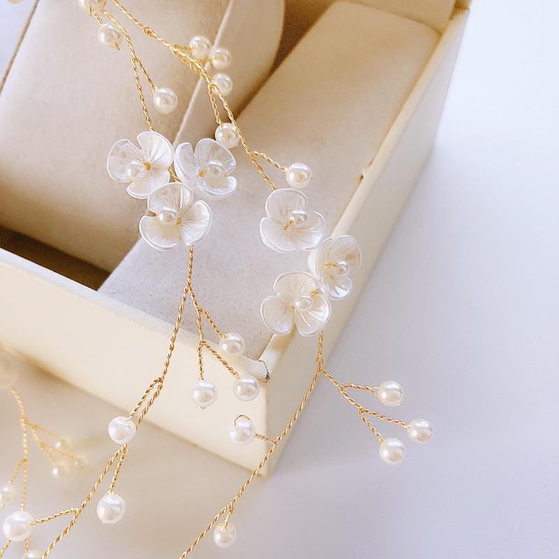 Hair ornament|ROMANCE, Vera -gold-colored hair garland with flower and pearl